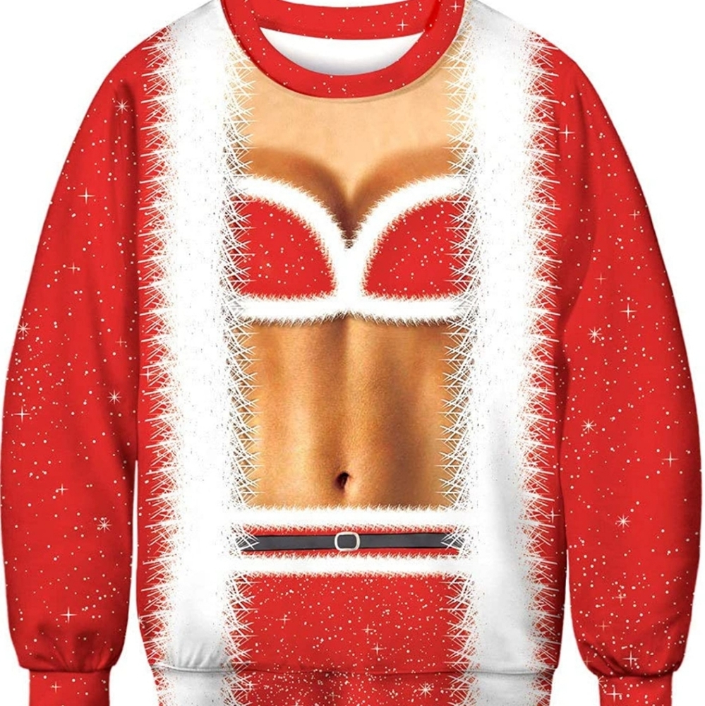 PIZOFF Unisex Ugly Christmas Sweatshirts 3D Digital Printing Pullover Sweatshirt